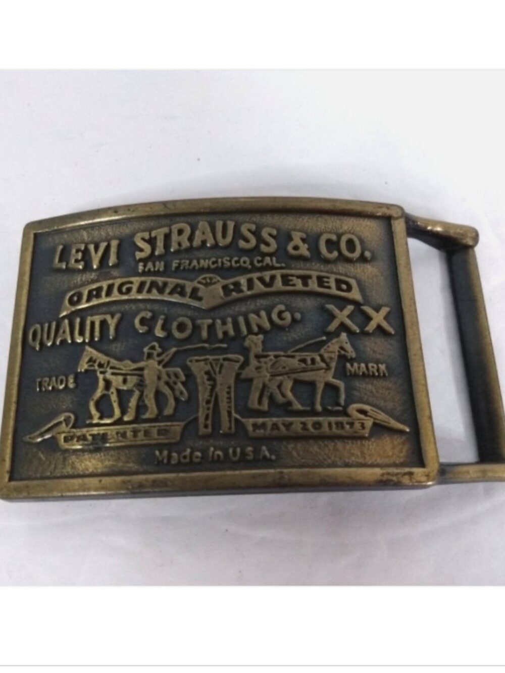 Vtg Levi's Brass Belt Buckle 90514-5384 XX Patch Style Levi Strauss & Co. Men's